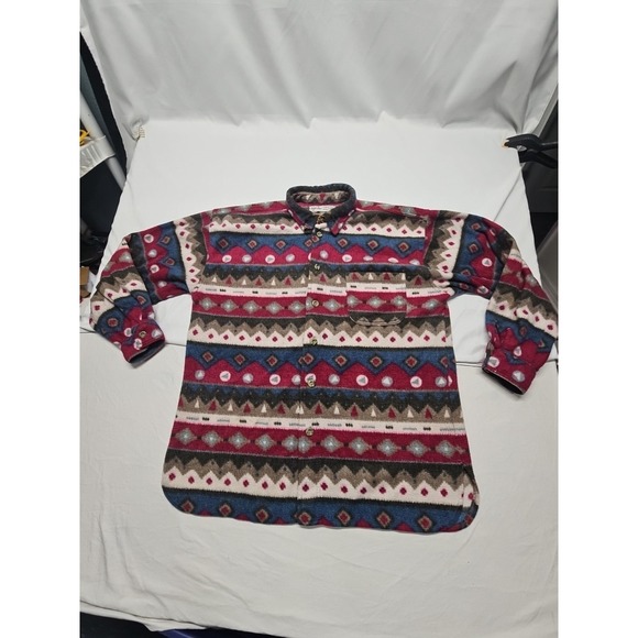 Angelo Litrico Mens Multicolor Vtg Aztec Western Fleece Button Up Shirt Sz L - Picture 4 of 16